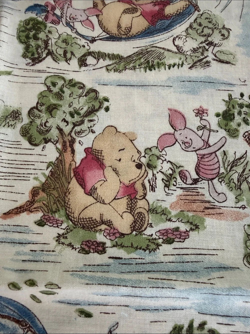 Vintage Disney Winnie the Pooh Day in the Park Fabric Springs 2/3 Yard